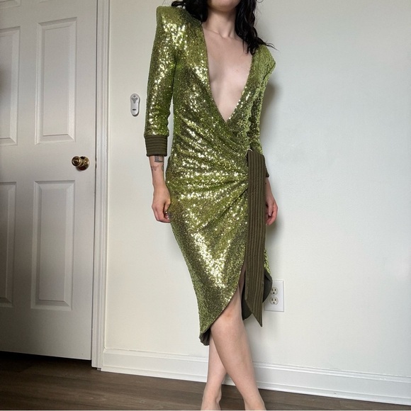 Zhivago When the Sun Went Down Sequined Dress Green Size S - Picture 3 of 5